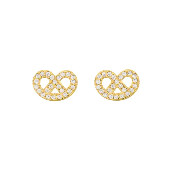 Leaf Jewelry Ohrstecker Brezn mit Zirkonia, 18 K Gelbgold vergoldet Super Rabatt