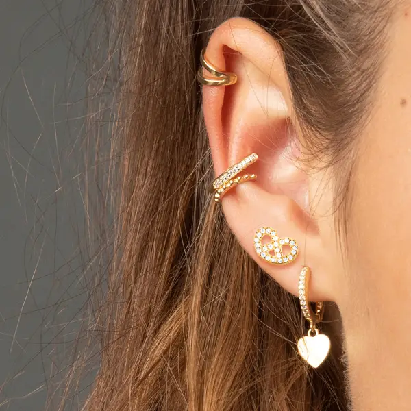 Leaf Jewelry Ohrstecker Brezn mit Zirkonia, 18 K Gelbgold vergoldet Super Rabatt