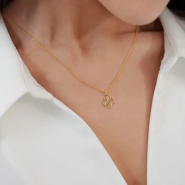 Leaf Jewelry Halskette Clover Charm, 18 K Gelbgold vergoldet Riesige Rabatte