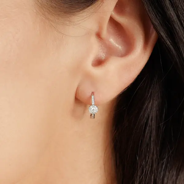 Leaf Jewelry Creolen Pave II, 14K Weißgold Begrenzt auf 3 Tage