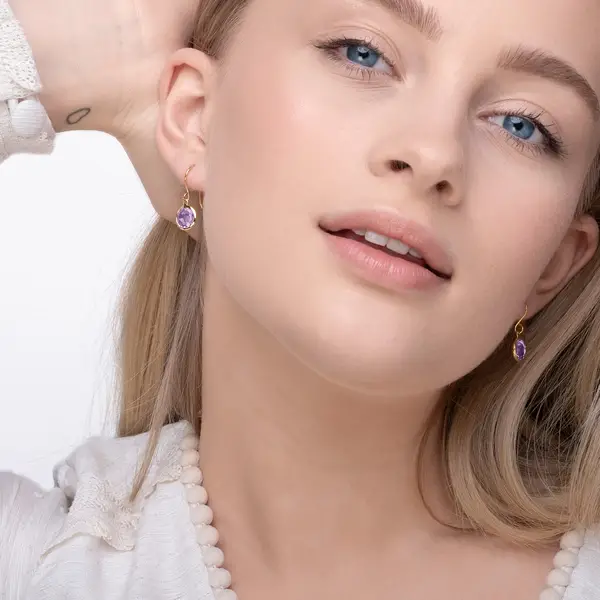 Leaf Jewelry Ohrringe Amethyst, 14 K Gelbgold zollfrei
