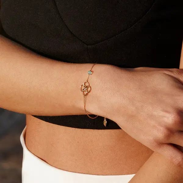 Leaf Jewelry Armkette Clover Charm, Aqua Chalzedon, 925 Sterlingsilber 50% Rabatt für begrenzte Zeit