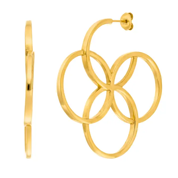 Leaf Jewelry Creolen Clover Charm, groß, 18 K Gelbgold vergoldet Online