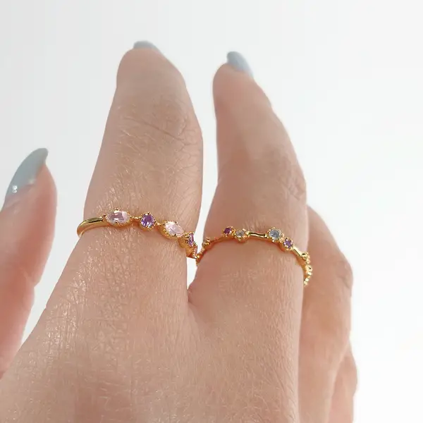 Leaf Jewelry Silber Ring, Oval Gems, Rosenquarz, Gelbgold Verkauf