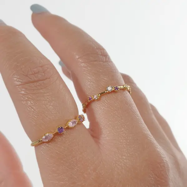 Leaf Jewelry Silber Ring, Oval Gems, Rosenquarz, Gelbgold Verkauf