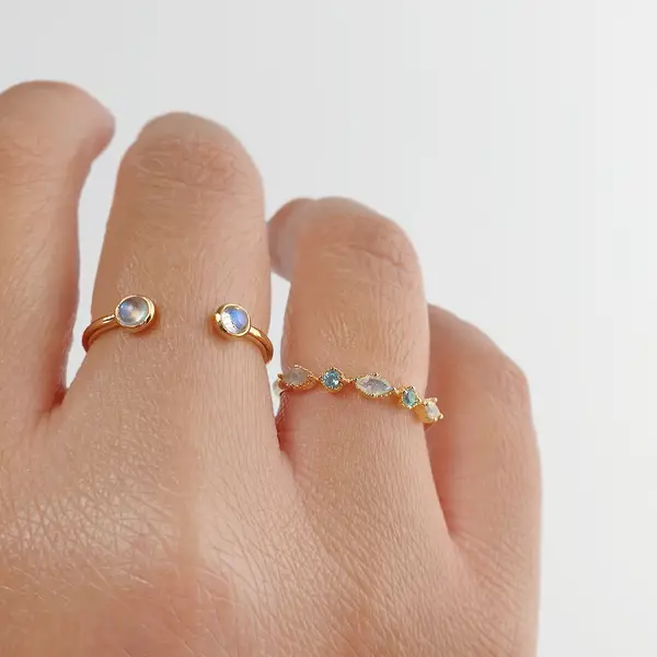 Leaf Jewelry Silber Ring, Oval Gems, Rosenquarz, Gelbgold Verkauf