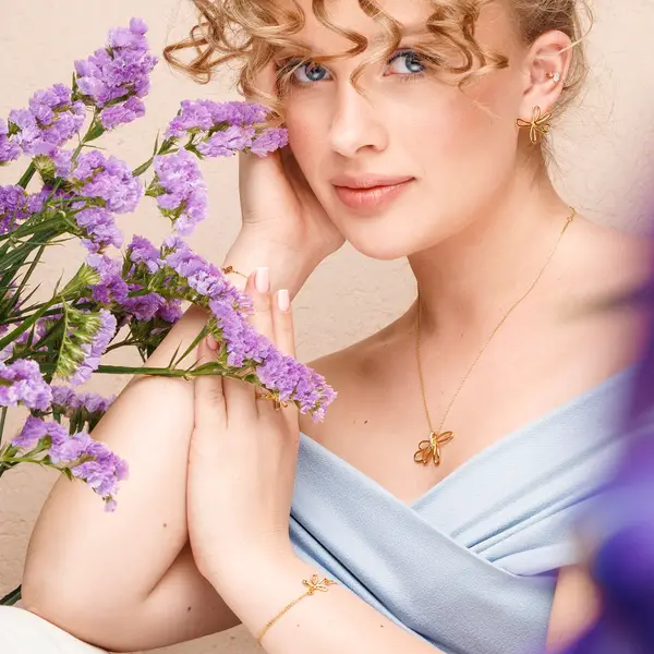 Leaf Jewelry Halskette Blossom, 18 K Gelbgold vergoldet Fabrikverkauf