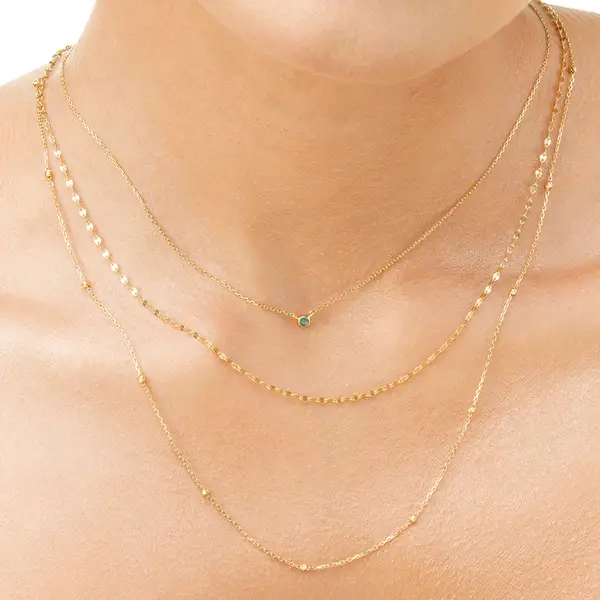 Leaf Jewelry Halskette Smaragd, 14K Weißgold Fabrik Onlineshop