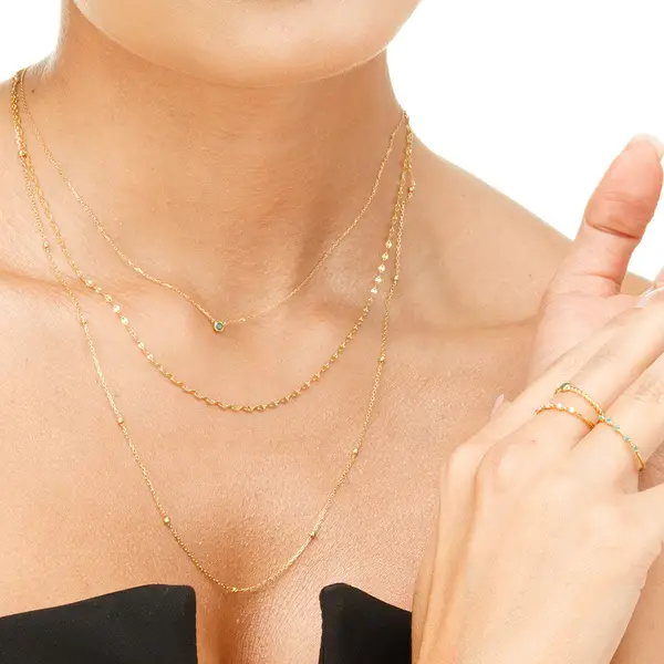 Leaf Jewelry Halskette Smaragd, 14K Weißgold Fabrik Onlineshop