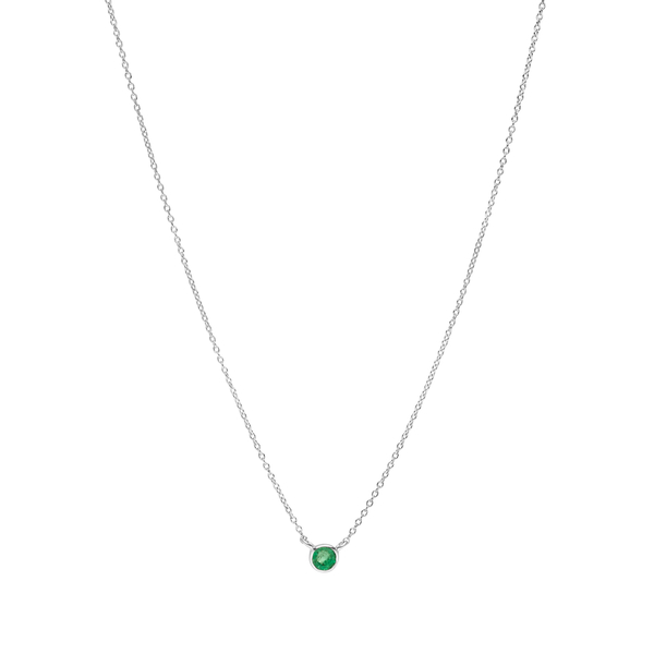 Leaf Jewelry Halskette Smaragd, 14K Weißgold Fabrik Onlineshop