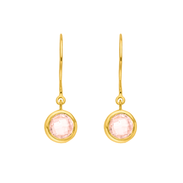 Leaf Jewelry Ohrhänger Solitär, Rosenquarz, 18 K Gelbgold vergoldet Sonderangebot