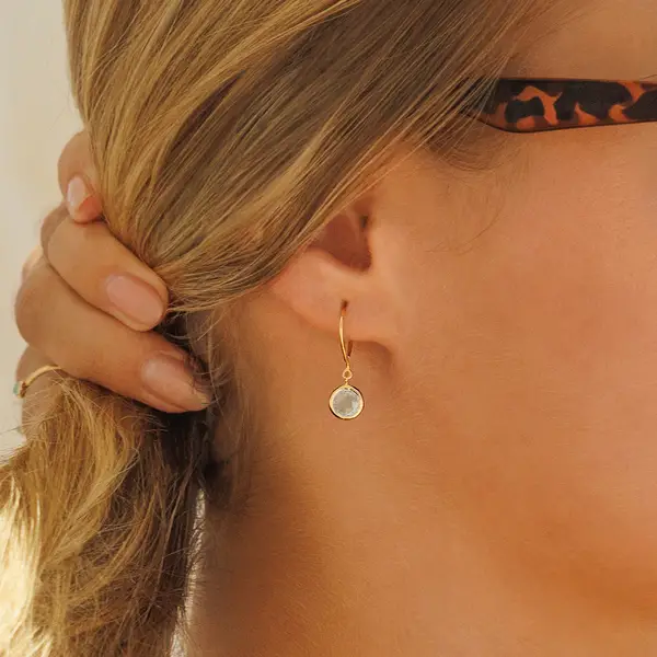 Leaf Jewelry Ohrhänger Solitär, Rosenquarz, 18 K Gelbgold vergoldet Sonderangebot