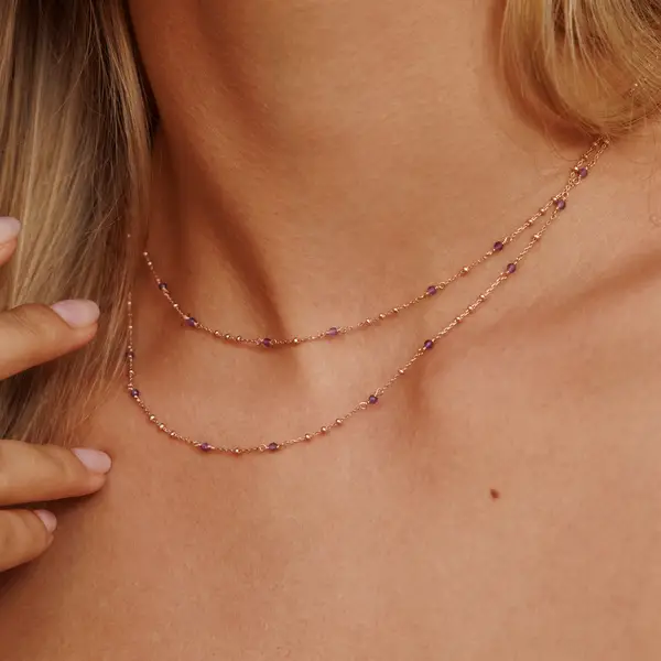 Leaf Jewelry Halskette Flying Gems, Amethyst, 90cm, 925 Sterlingsilber Rabatt