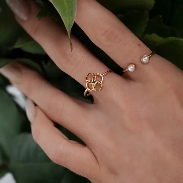Leaf Jewelry Ring Clover Charm, 925 Sterlingsilber Exklusivangebot