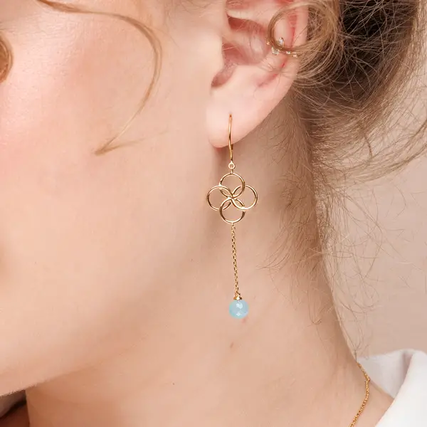 Leaf Jewelry Ohrhänger Clover Charm, Aqua Chalzedon, 925 Sterlingsilber Osterangebot