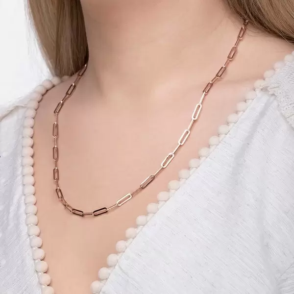 Leaf Jewelry Y-Halskette Square, 52cm, 18 K Rosegold vergoldet Lagerräumung