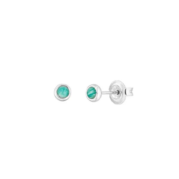 Leaf Jewelry Ohrstecker Pure Amazonit, 3mm, 925 Sterlingsilber Heißer Verkauf
