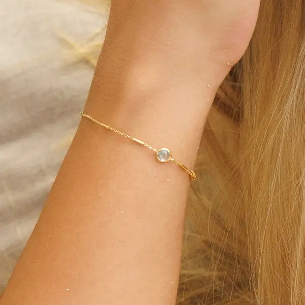 Leaf Jewelry Armkette Solitär, Rosenquarz, 18 K Rosegold vergoldet Exklusive Angebote