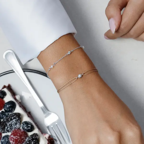 Leaf Jewelry Armkette Pure mit Süßwasserzuchtperlen, 925 Sterlingsilber Sonderangebote