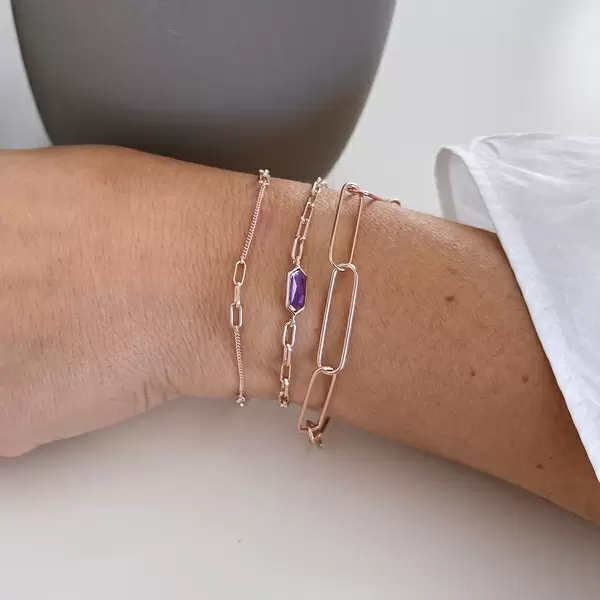 Leaf Jewelry Silber Armkette, BIG SQUARE, Rosegold Super Sparpreis