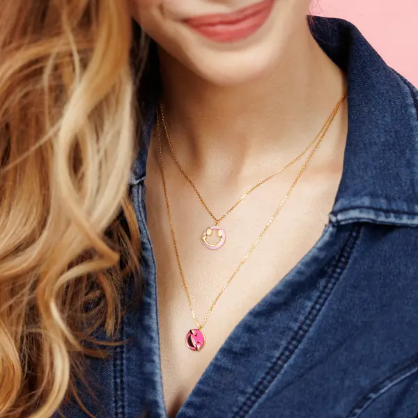 Leaf Jewelry Halskette "Joy" EMOJI, 18 K Gelbgold vergoldet Letzte 2 Tage