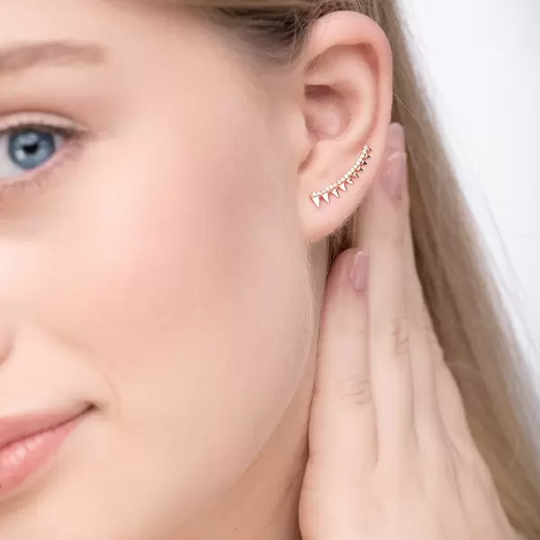 Leaf Jewelry Earclimber Memory II, 18 K Rosegold vergoldet Nur noch ein Tag übrig