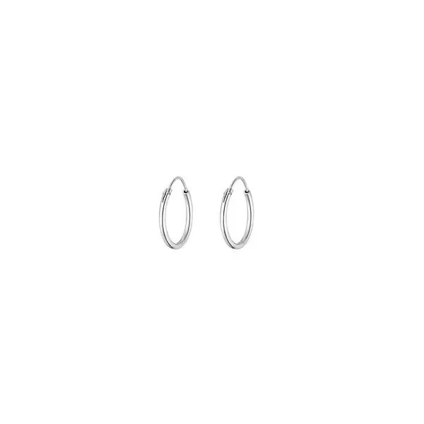 Leaf Jewelry Creole Rund S, 15mm, 14 K Weissgold Fabrikverkauf