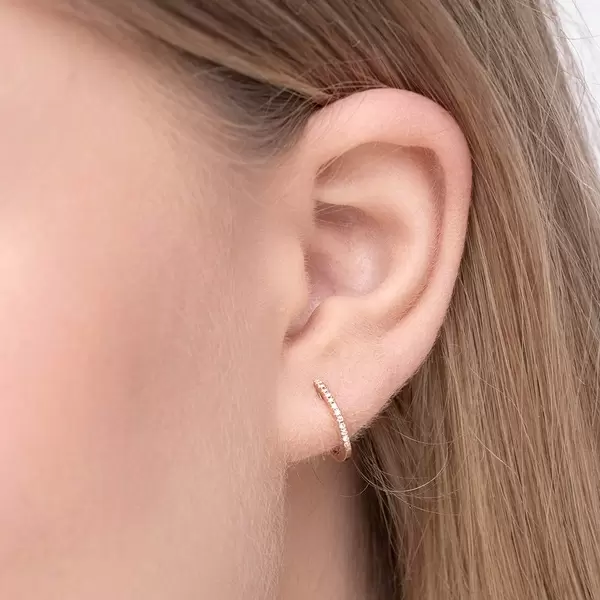 Leaf Jewelry Creole Circle XS mit Diamanten, 12mm, 18 Rosegold Meist gekauft
