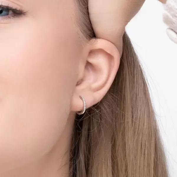 Leaf Jewelry Creole Circle XS mit Diamanten, 12mm, 18 Rosegold Meist gekauft