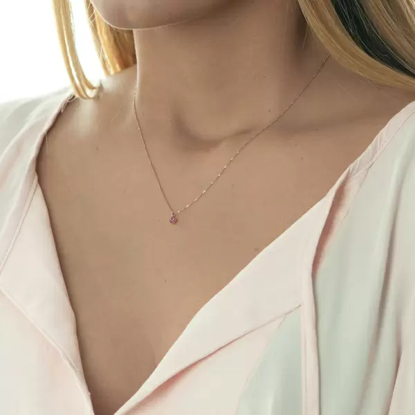 Leaf Jewelry Halskette Cabochon, Rubin, 14 K Roségold Kostenloser Versand