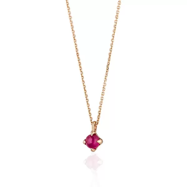 Leaf Jewelry Halskette Cabochon, Rubin, 14 K Roségold Kostenloser Versand