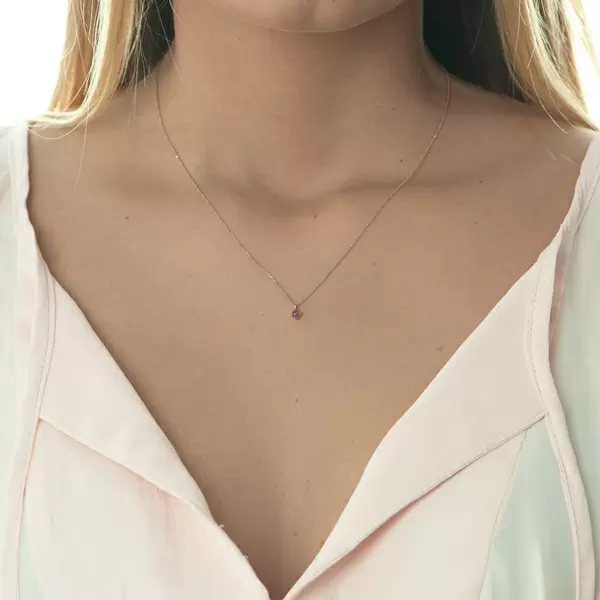 Leaf Jewelry Halskette Cabochon, Rubin, 14 K Roségold Kostenloser Versand