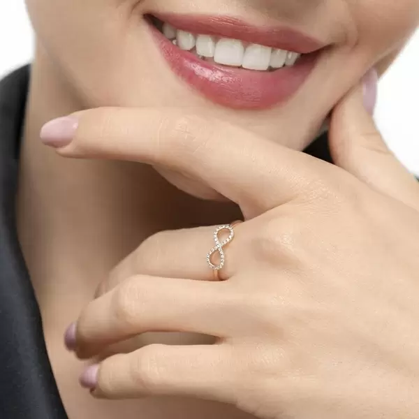 Leaf Jewelry Infinityring mit Diamanten, 18 K Rosegold Fabrikpreis