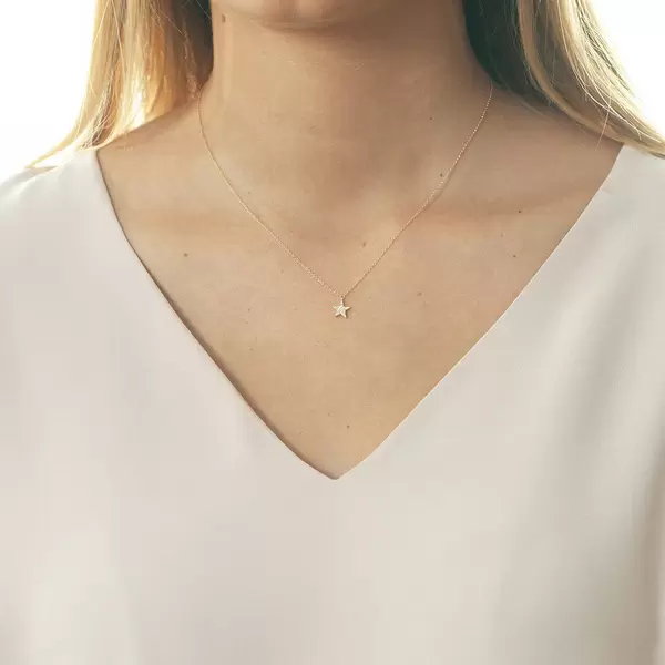 Leaf Jewelry Halskette Stern mit Diamanten, 18 K Roségold Rabatt