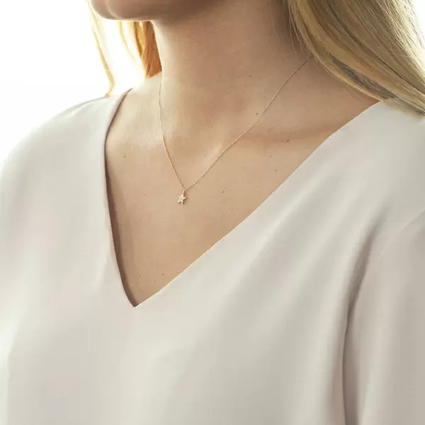 Leaf Jewelry Halskette Stern mit Diamanten, 18 K Roségold Rabatt