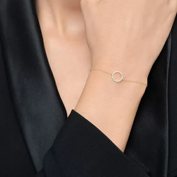 Leaf Jewelry Armkette Circle mit Diamanten, 18 K Gelbgold Versandkostenfrei