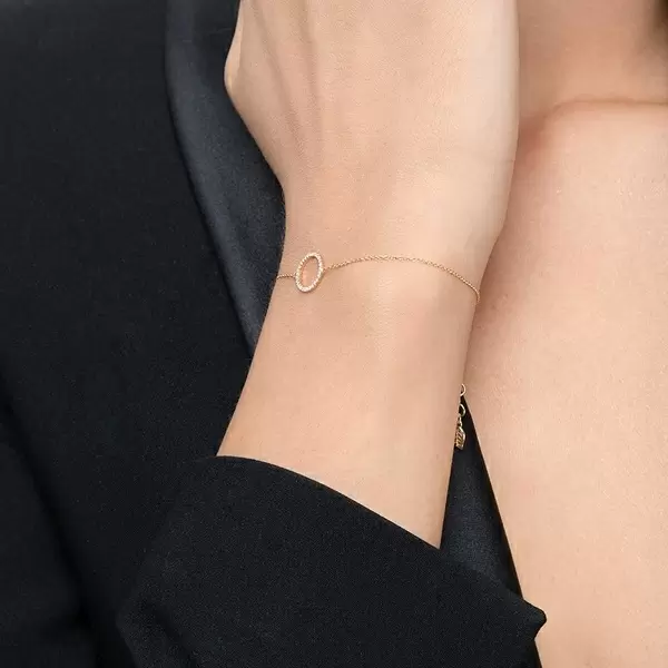 Leaf Jewelry Armkette Circle mit Diamanten, 18 K Gelbgold Versandkostenfrei