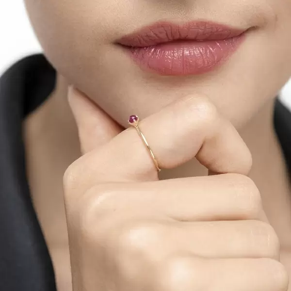 Leaf Jewelry Ring Cabochon, 14 K Gelbgold, Rubin Großer Ausverkauf