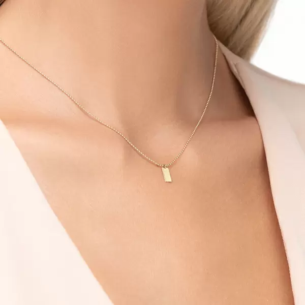 Leaf Jewelry Halskette Tiny Dog Tag, 14 K Gelbgold Preisnachlass