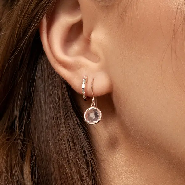 Leaf Jewelry Ohrringe Rosenquarz, 14 K Rosegold Saisonschlussverkauf