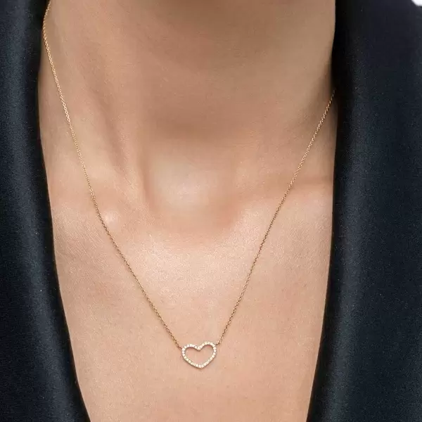 Leaf Jewelry Halskette Heart mit Diamanten, 18 K Gelbgold Valentinstagsangebot