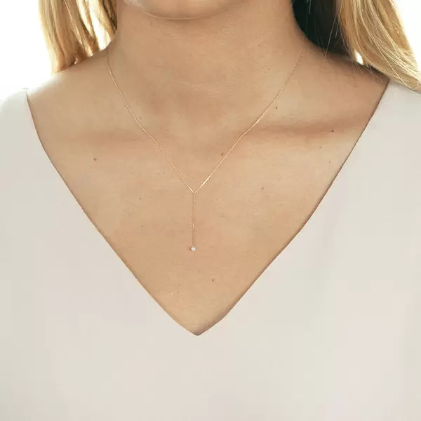Leaf Jewelry Halskette Y-Pure Diamant, 18 K Rosegold Lagerräumung