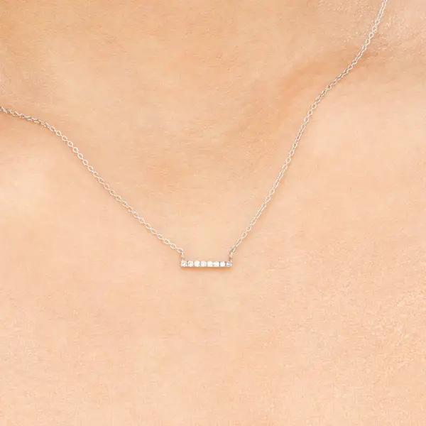 Leaf Jewelry Halskette Horizontal Bar, Diamant, 14 K Weißgold Heißer Verkauf