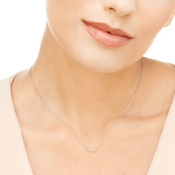 Leaf Jewelry Halskette Horizontal Bar, Diamant, 14 K Weißgold Heißer Verkauf