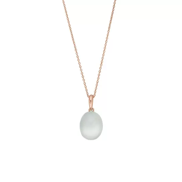 Leaf Jewelry Halskette Cabochon II, 14 K Rosegold, Sea Blue Chalzedon Online Outlet