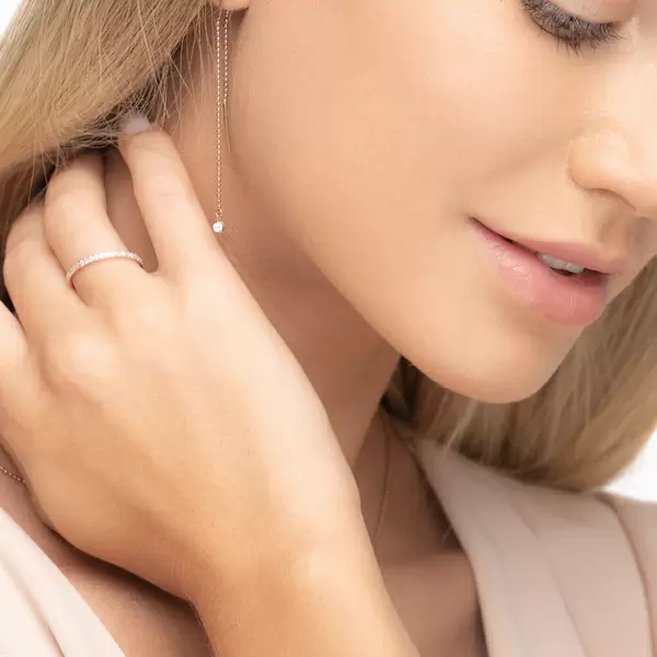 Leaf Jewelry Ohrringe "my first diamond", ball chain, 14 K Rosegold Zeitlich begrenztes Angebot