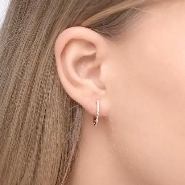 Leaf Jewelry Creole Circle S mit Diamanten, 15mm, 18 K Rosegold Blitzangebot
