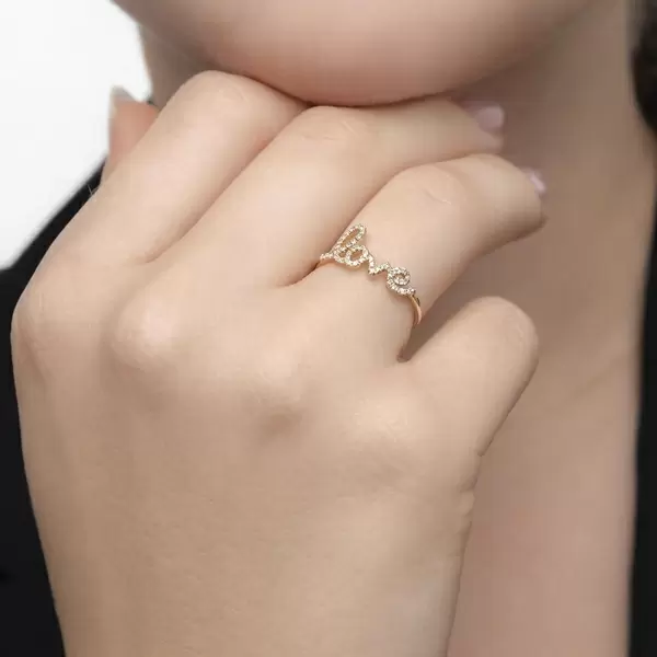 Leaf Jewelry Ring Love 18K Gelbgold mit Diamanten Saisonale Angebote