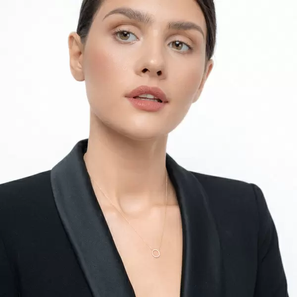 Leaf Jewelry Halskette Circle mit Diamanten, 18 K Gelbgold Räumungsverkauf
