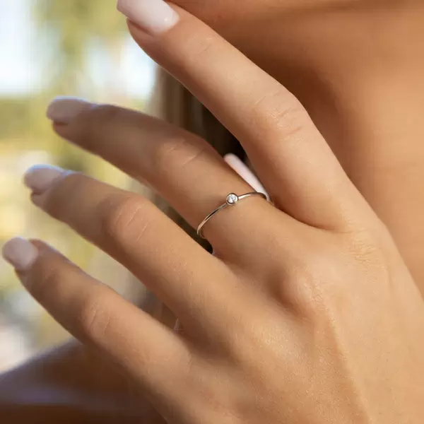 Leaf Jewelry Ring "my first diamond", 14 K Gelbgold Sonderangebote